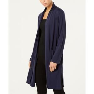 NWT Eileen Fisher Tencel Stretch Open-Front Cardigan Blue SP